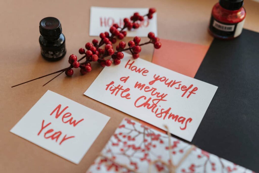 Planning for the holidays by writing Christmas cards early.