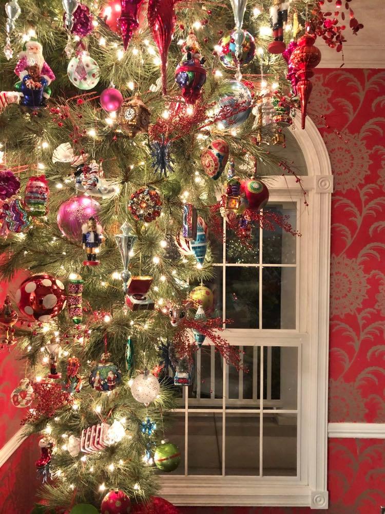 Straight shot of upside down Christmas tree.
