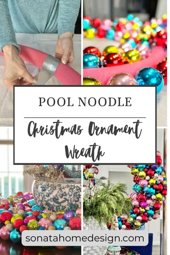 Pool noodle Christmas ornament wreath