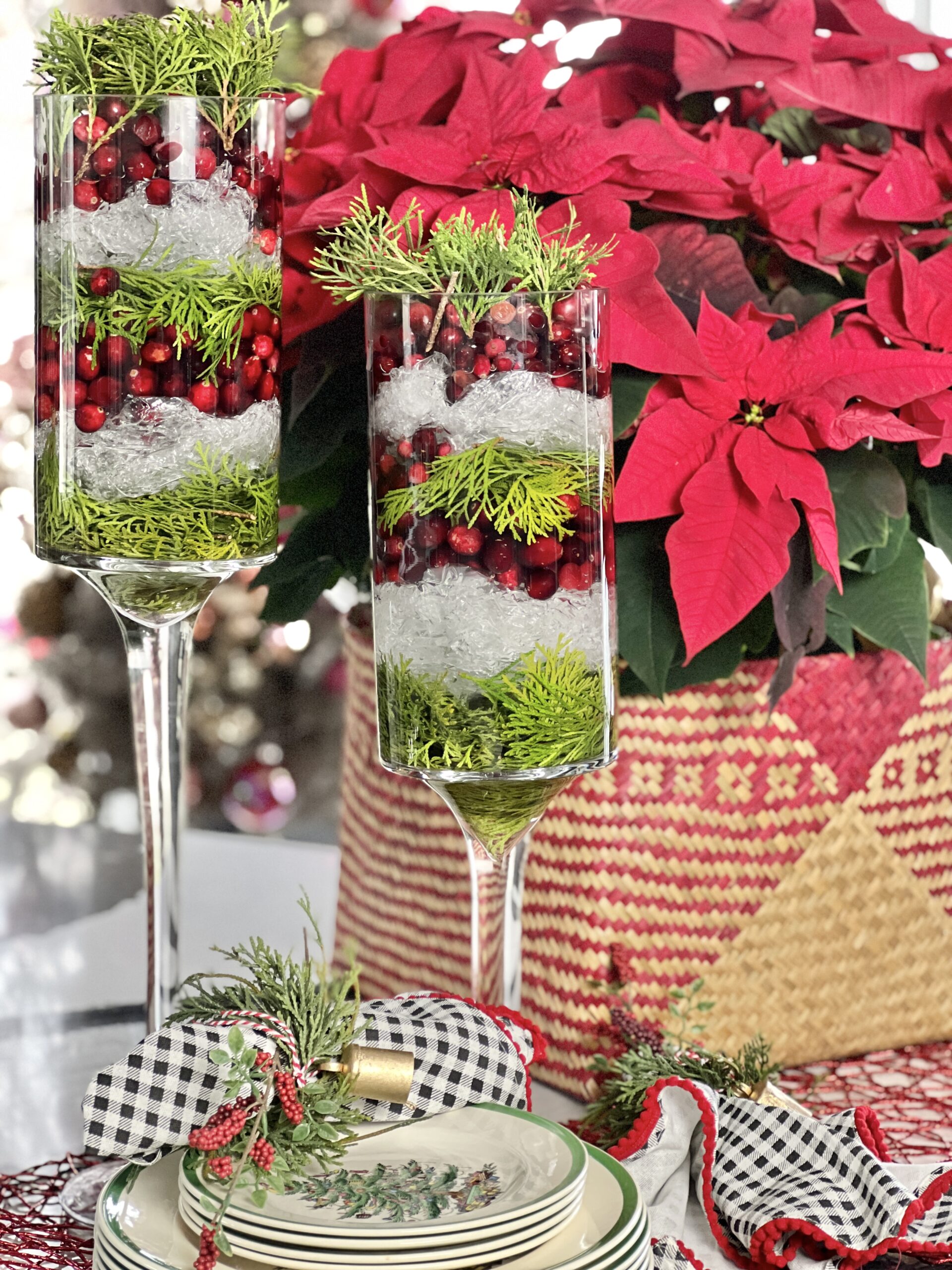 How to Make and Icy Evergreen Cranberry Christmas Centerpiece