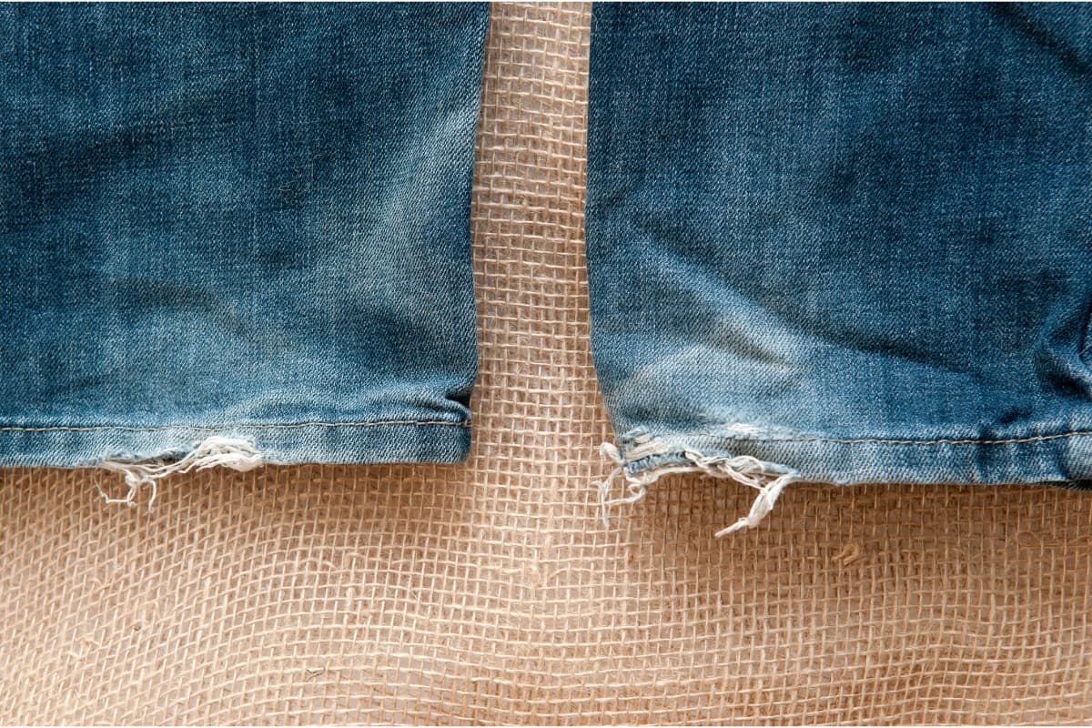 How To Fray Jeans For Easy DIY Chic Denim Style Sonata Home Design   Frayed Hems On Jeans On Burlap  