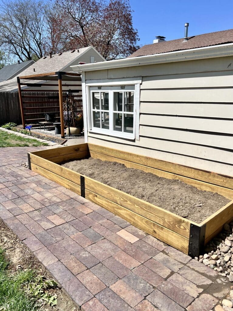 A completed raised garden bed.