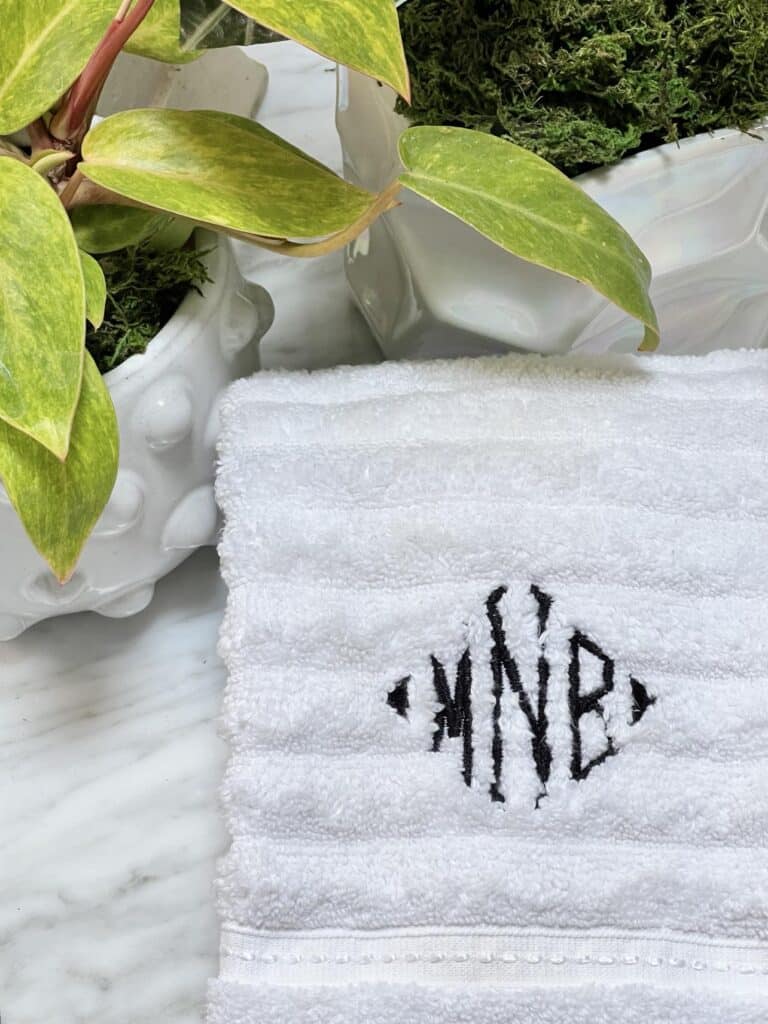 White monogrammed towels.