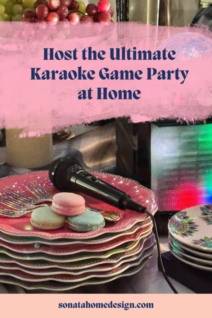 Host the ultimate karaoke game paarty at home Pinterest pin.