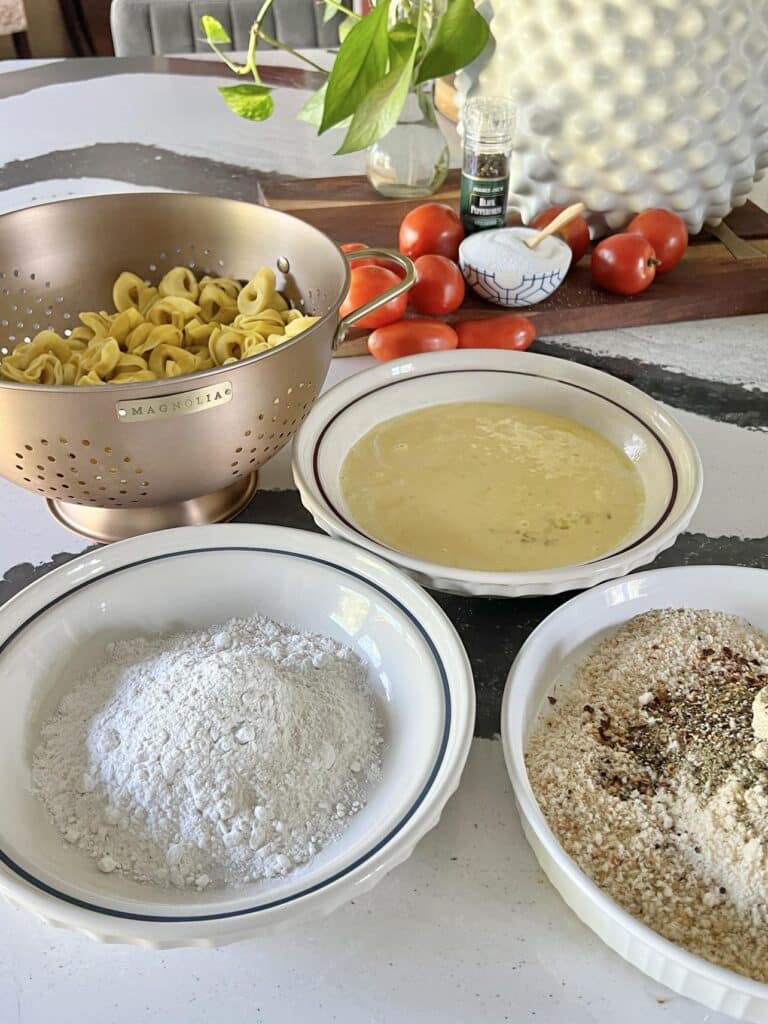 A dipping station for the parmesan tortellini bites.