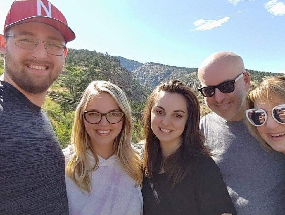 A family of five in the Colorado mountains.