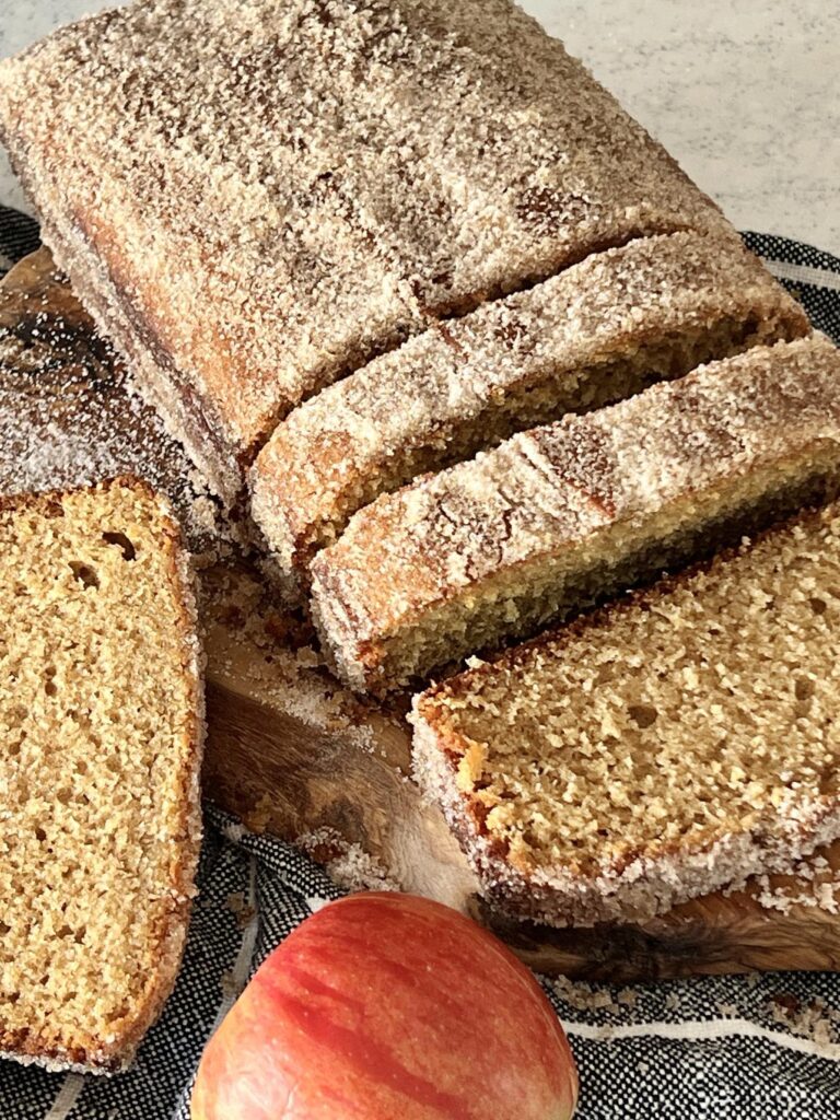 A loaf of apple cider donut bread.