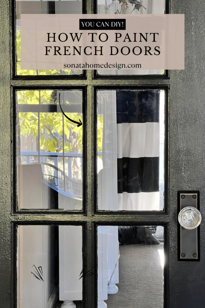 How to paint French Doors - black door with glass door knob