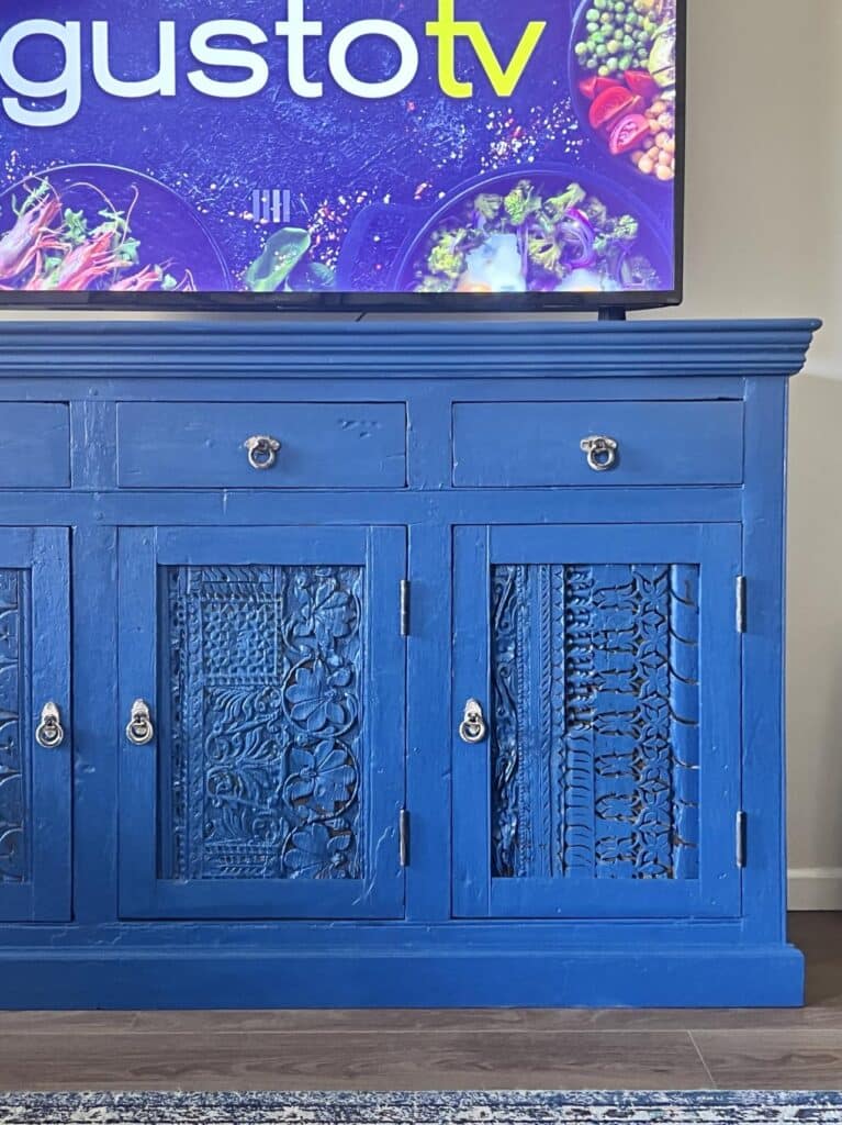 a newly painted furniture storage console.