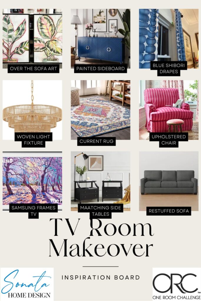 TV Room Makeover Mood Board Pinterest Pin