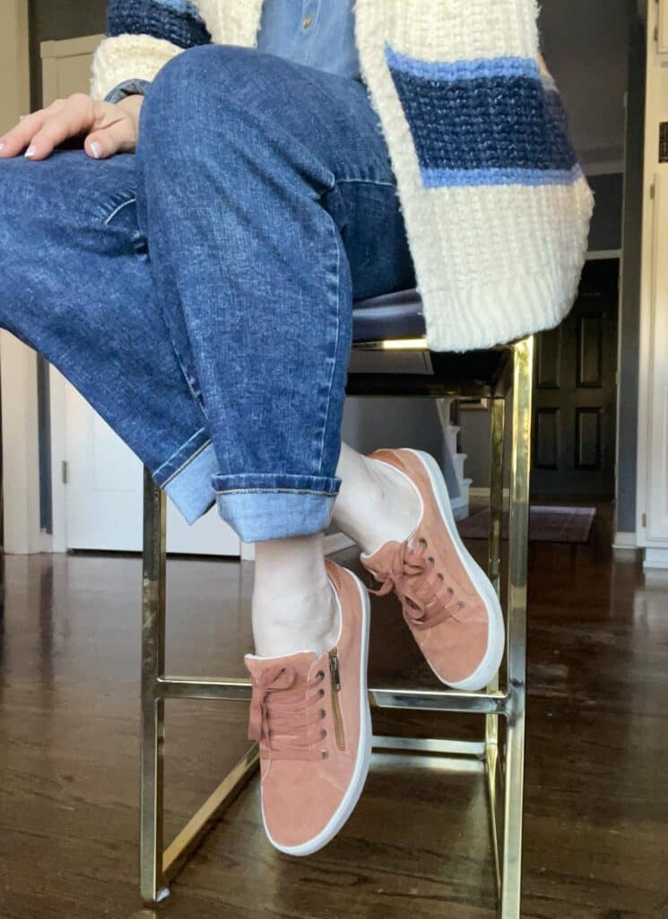 A pair of brown suede shoes.