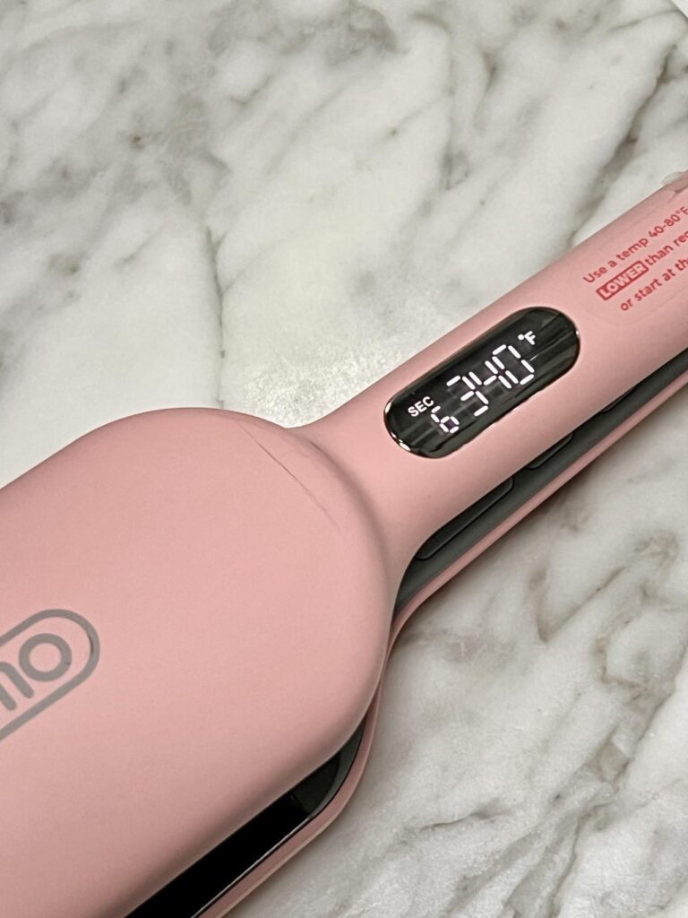 Hair waver tool set to 340 degrees.