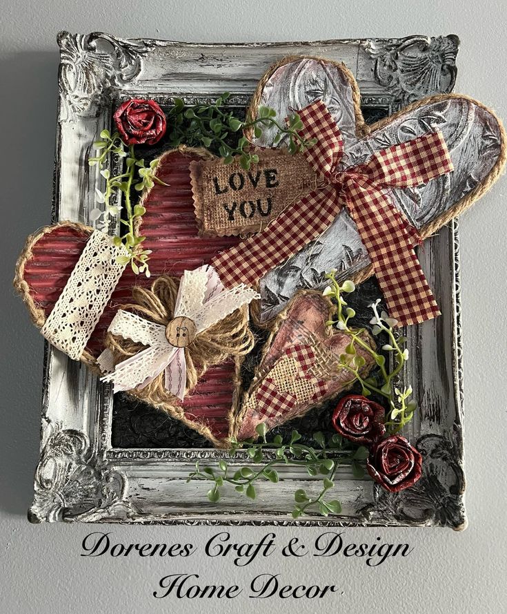 Mixed Media framed Valentine from Dorenes Craft & Design