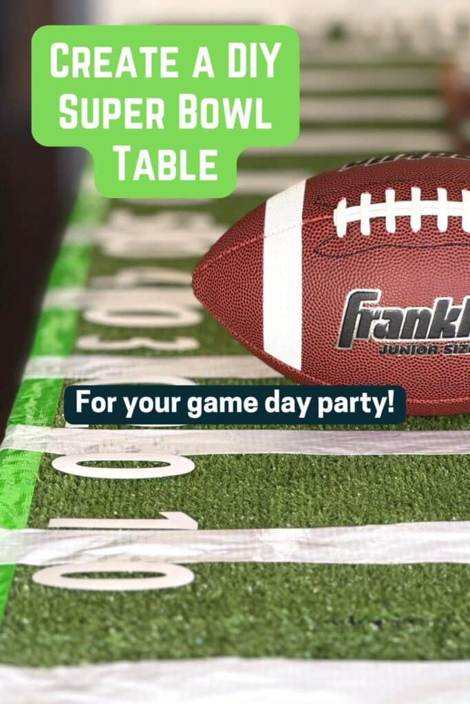 Super Bowl table DIY with football.