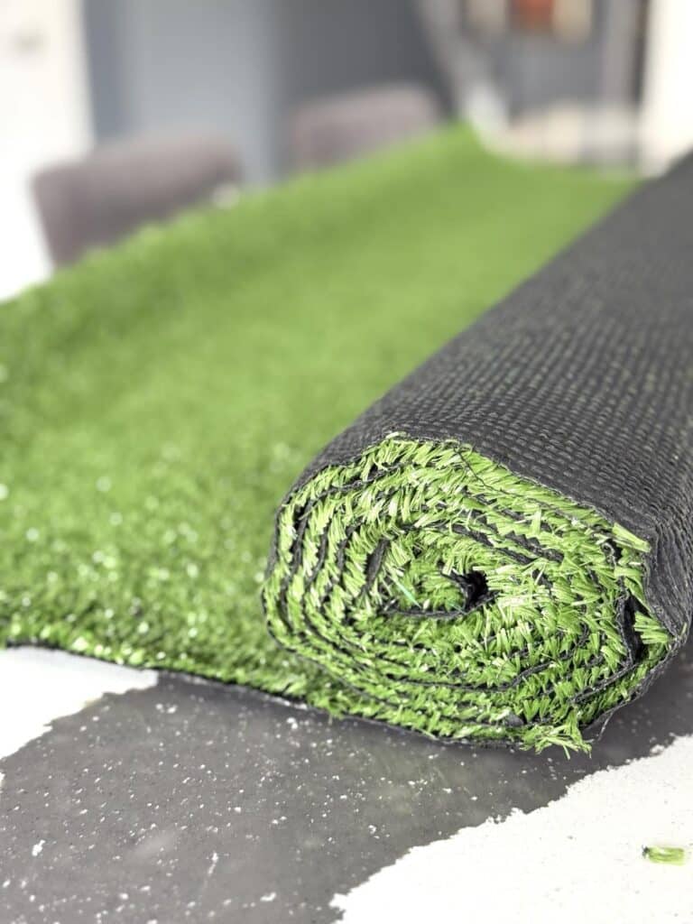 A roll of artificial grass.