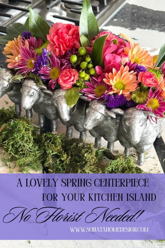 Kitchen island spring centerpiece.